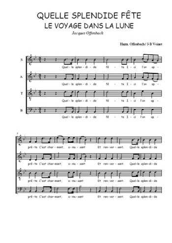 Téléchargez l'arrangement de la partition de Quelle splendide fête en PDF à quatre voix SATB