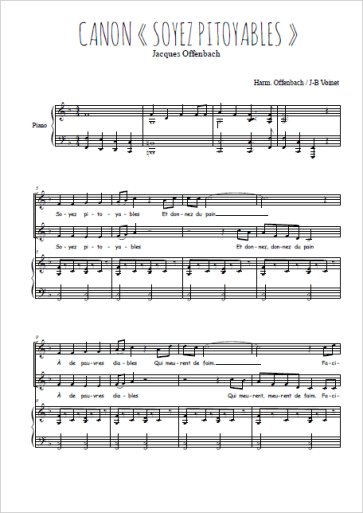 Téléchargez l'arrangement de la partition de Canon Soyez pitoyables en PDF pour deux voix égales et piano