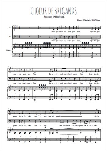 Téléchargez l'arrangement de la partition de Choeur de brigands en PDF pour trois voix mixtes et piano