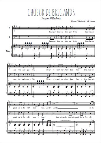 Téléchargez l'arrangement de la partition de Choeur de brigands en PDF pour 4 voix mixtes et piano