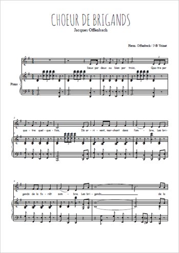 Téléchargez l'arrangement de la partition de jacques-offenbach-choeur-de-brigands en PDF pour Chant et piano