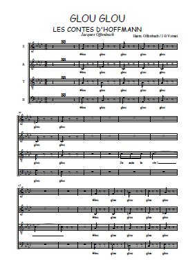 Téléchargez l'arrangement de la partition de Glou glou en PDF à quatre voix SATB