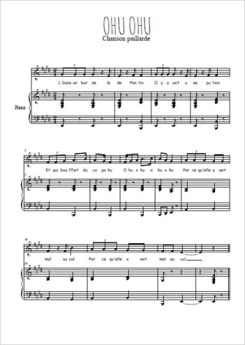 Téléchargez l'arrangement de la partition de chanson-paillarde-ohu-ohu en PDF pour Chant et piano