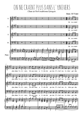 Téléchargez l'arrangement de la partition de On ne craint plus dans l'univers en PDF pour 4 voix mixtes et piano