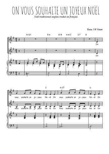 Téléchargez l'arrangement de la partition de On vous souhaite un Joyeux Noël en PDF pour deux voix égales et piano