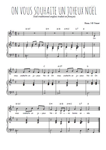 Téléchargez l'arrangement de la partition de on-vous-souhaite-un-joyeux-noel en PDF pour Chant et piano