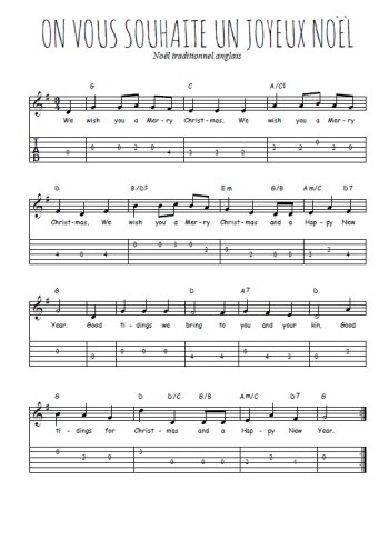 Téléchargez la tablature de la musique on-vous-souhaite-un-joyeux-noel en PDF
