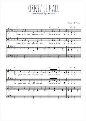 Téléchargez l'arrangement de la partition de Ornez le hall en PDF pour deux voix égales et piano