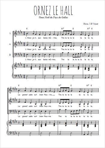 Téléchargez l'arrangement de la partition de Ornez le hall en PDF pour trois voix mixtes et piano