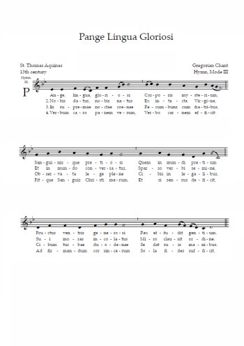 Pange lingua gloriosi Partition gratuite