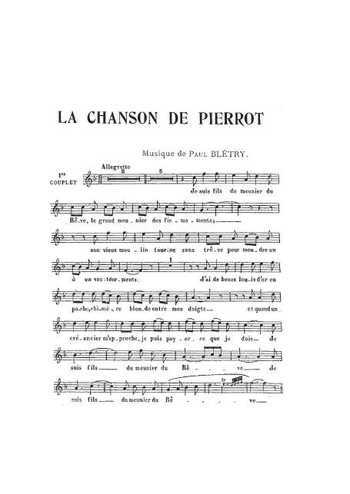 La chanson de Pierrot Partition gratuite