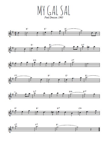 Téléchargez l'arrangement de la partition pour sax en Mib de la musique My gal Sal en PDF