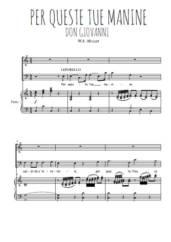 Téléchargez l'arrangement de la partition de wa-mozart-per-queste-tue-manine en PDF pour Chant et piano