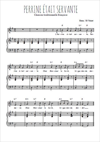 Téléchargez l'arrangement de la partition de Traditionnel-Perrine-etait-servante en PDF pour Chant et piano