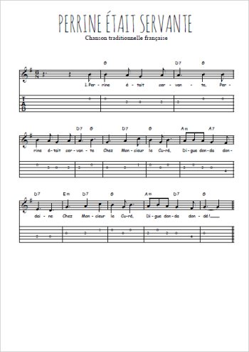 Téléchargez la tablature de la musique Traditionnel-Perrine-etait-servante en PDF