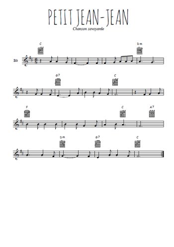 Téléchargez l'arrangement de la partition en Sib de la musique Petit Jean-Jean en PDF