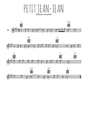Téléchargez l'arrangement de la partition pour sax en Mib de la musique Petit Jean-Jean en PDF