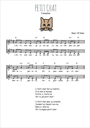 Téléchargez l'arrangement de la partition de Petit chat en PDF à deux voix