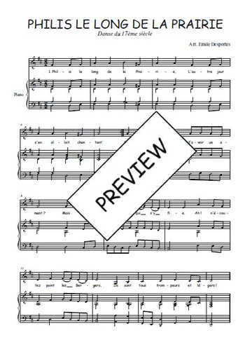 Téléchargez l'arrangement de la partition de Traditionnel-Philis-le-long-de-la-prairie en PDF pour Chant et piano