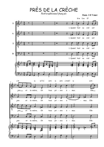Téléchargez l'arrangement de la partition de Près de la crèche en PDF pour 4 voix mixtes et piano