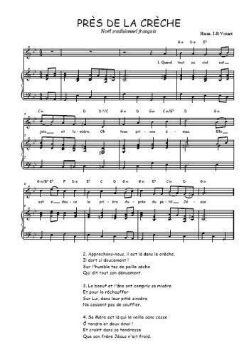 Téléchargez l'arrangement de la partition de Traditionnel-Pres-de-la-creche en PDF pour Chant et piano
