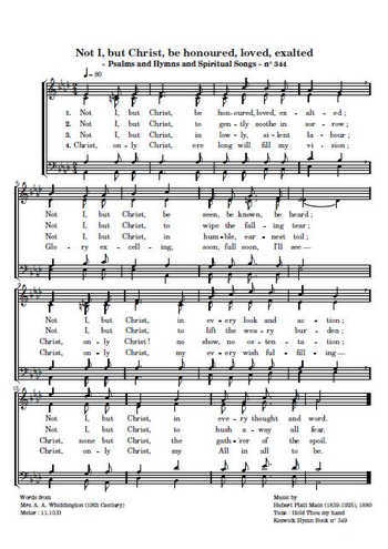 Not I, but Christ be honoured, loved, exalted Partition gratuite