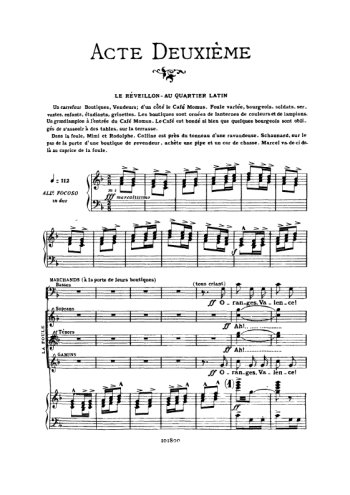 La Bohème, Acte II Partition gratuite