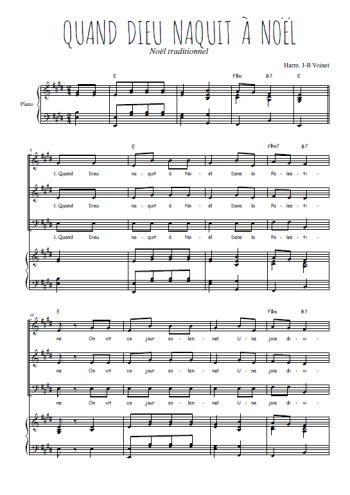 Téléchargez l'arrangement de la partition de Quand Dieu naquit à Noël en PDF pour trois voix mixtes et piano