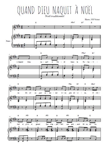 Téléchargez l'arrangement de la partition de Traditionnel-Quand-Dieu-naquit-a-Noel en PDF pour Chant et piano