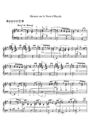 Menuet sur le nom de Haydn Partition gratuite