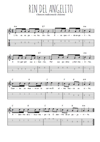 Téléchargez la tablature de la musique Traditionnel-Rin-del-angelito en PDF