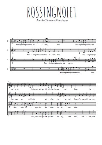 Téléchargez l'arrangement de la partition de Rossingnolet en PDF à quatre voix SATB