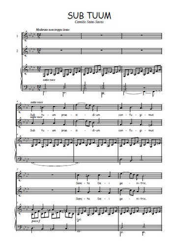 Téléchargez l'arrangement de la partition de Camille-Saint-Saens-Sub-tuum en PDF pour Chant et piano