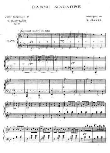 Danse macabre pour piano Partition gratuite