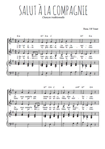 Téléchargez l'arrangement de la partition de Salut à la compagnie en PDF pour deux voix égales et piano