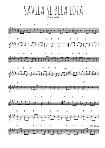 Téléchargez l'arrangement de la partition pour sax en Mib de la musique Savila se Bela Loza en PDF