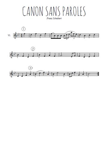 Téléchargez la partition de la musique Canon sans parole en PDF, pour violon