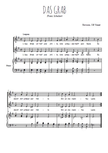 Téléchargez l'arrangement de la partition de Das Grab en PDF pour deux voix égales et piano