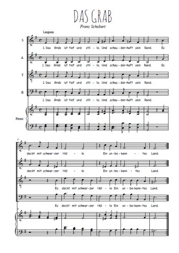 Téléchargez l'arrangement de la partition de Das Grab en PDF pour 4 voix mixtes et piano