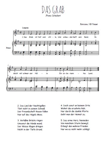 Téléchargez l'arrangement de la partition de franz-schubert-das-grab en PDF pour Chant et piano
