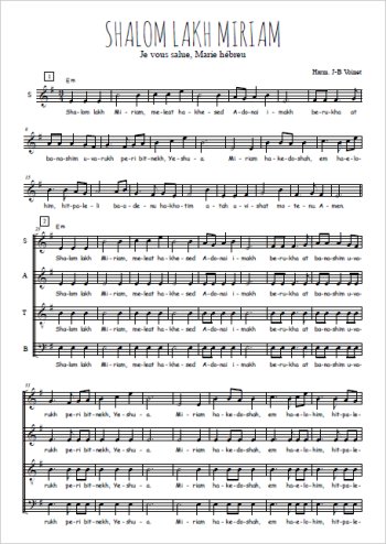 Téléchargez l'arrangement de la partition de Shalow lakh Miriam en PDF à quatre voix SATB