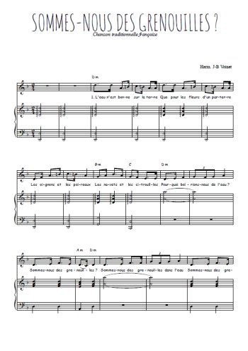 Téléchargez l'arrangement de la partition de chanson-a-boire-sommes-nous-des-grenouilles en PDF pour Chant et piano