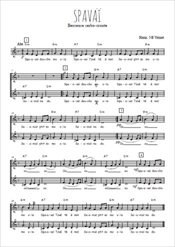 Téléchargez l'arrangement de la partition de Spavaï en PDF à deux voix