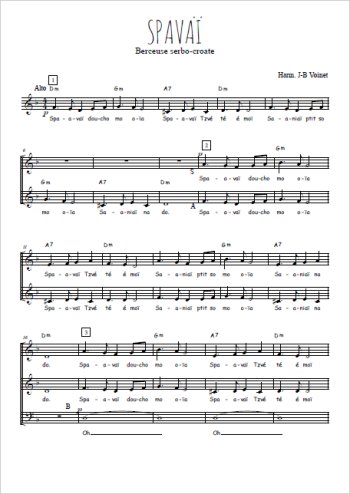Téléchargez l'arrangement de la partition de Spavaï en PDF à trois voix