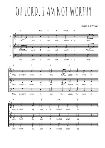 Téléchargez l'arrangement de la partition de Oh Lord ! I am not worthy en PDF à trois voix