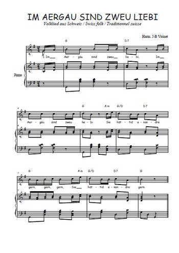 Téléchargez l'arrangement de la partition de suisse-im-aergau-sind-zweu-liebi en PDF pour Chant et piano