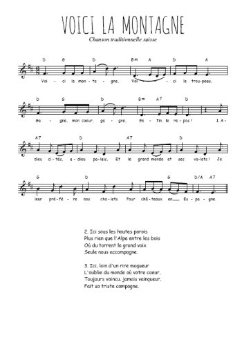 Voici la montagne Partition gratuite