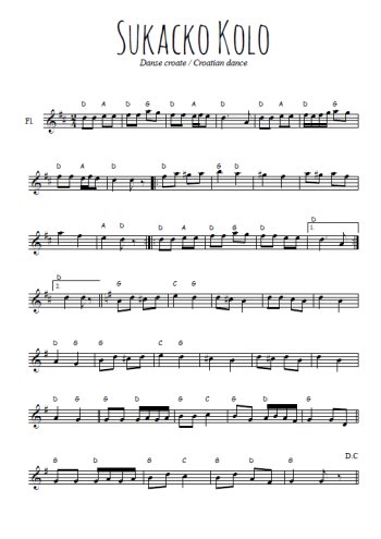 Téléchargez la partition de la musique Sukacko Kolo en PDF, pour flûte traversière
