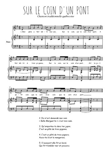 Téléchargez l'arrangement de la partition de Traditionnel-Sur-le-coin-d-un-pont en PDF pour Chant et piano