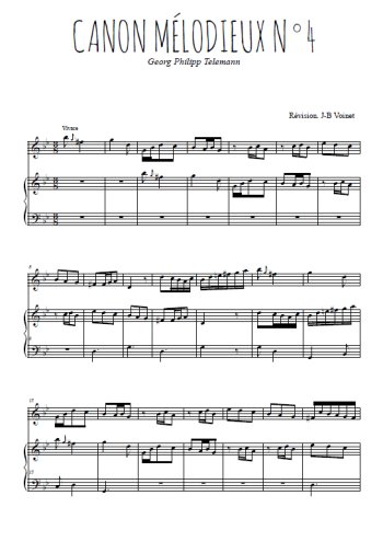 Téléchargez l'arrangement de la partition de telemann-canon-melodieux-4 en PDF pour Mélodie et piano